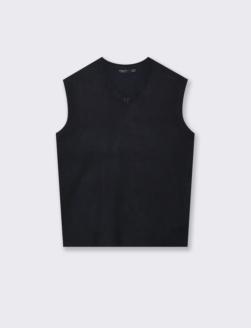 MAGLIA SENZA MANICHE SCOLLO A V - Blu