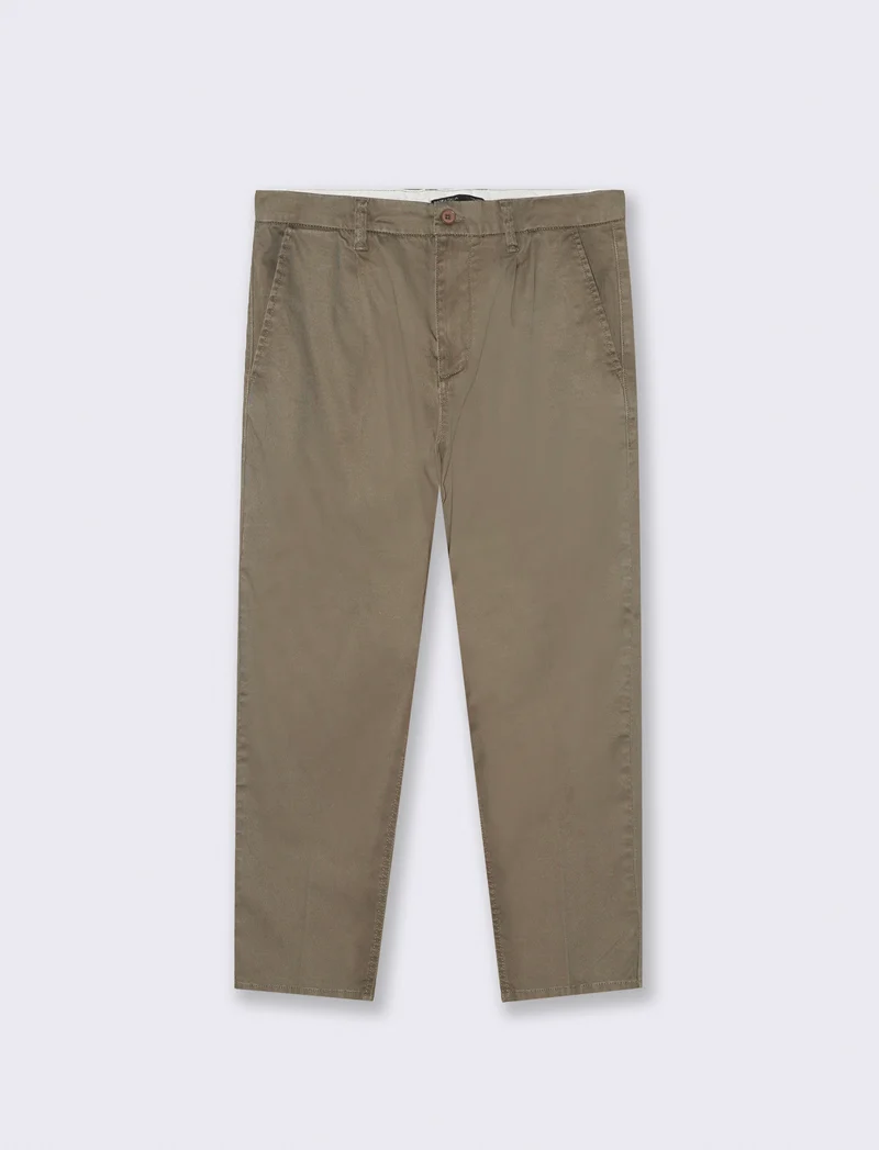 PANTALONI CHINO IN COTONE STRETCH REGULAR FIT - Grigio fango