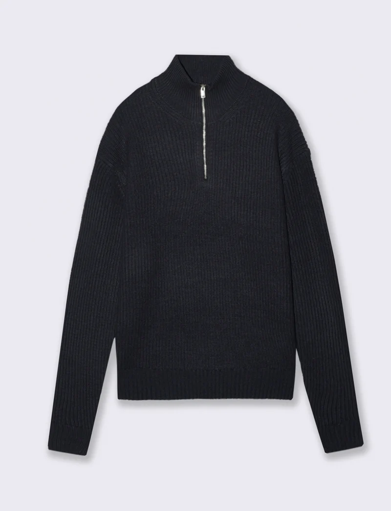 MAGLIA COLLO ALTO E CERNIERA - Blu