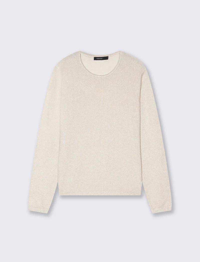 PULLOVER CON TESSUTO CON FIBRA EFFETTO METALLO - Avorio