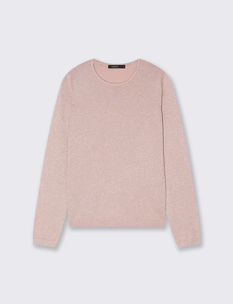 PULLOVER CON TESSUTO CON FIBRA EFFETTO METALLO - Rosa antico