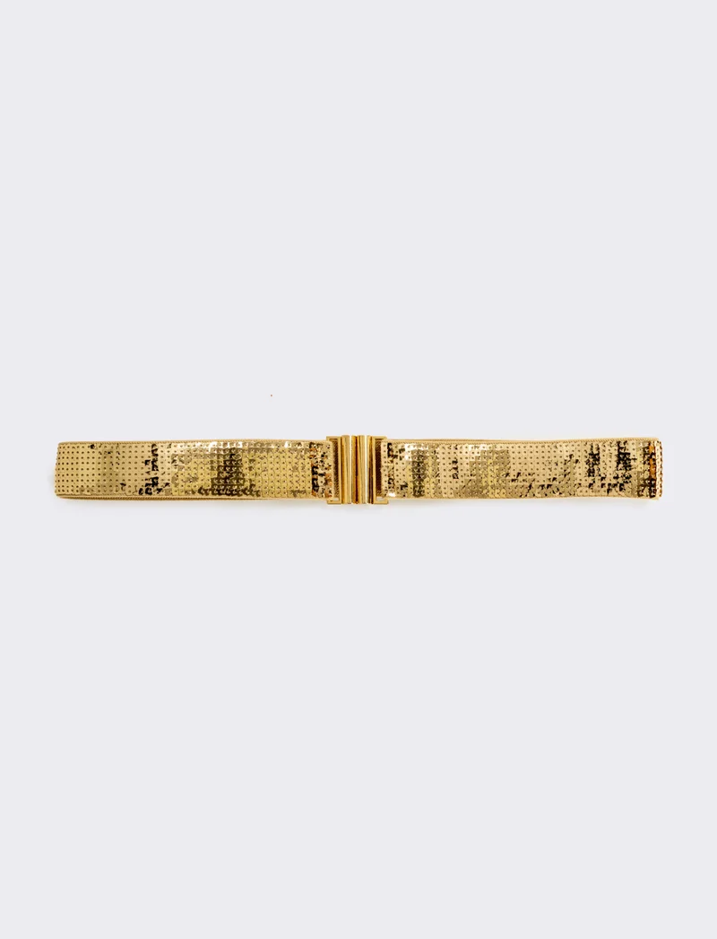 Cintura donna con paillettes quadrata h 4 cm - Oro