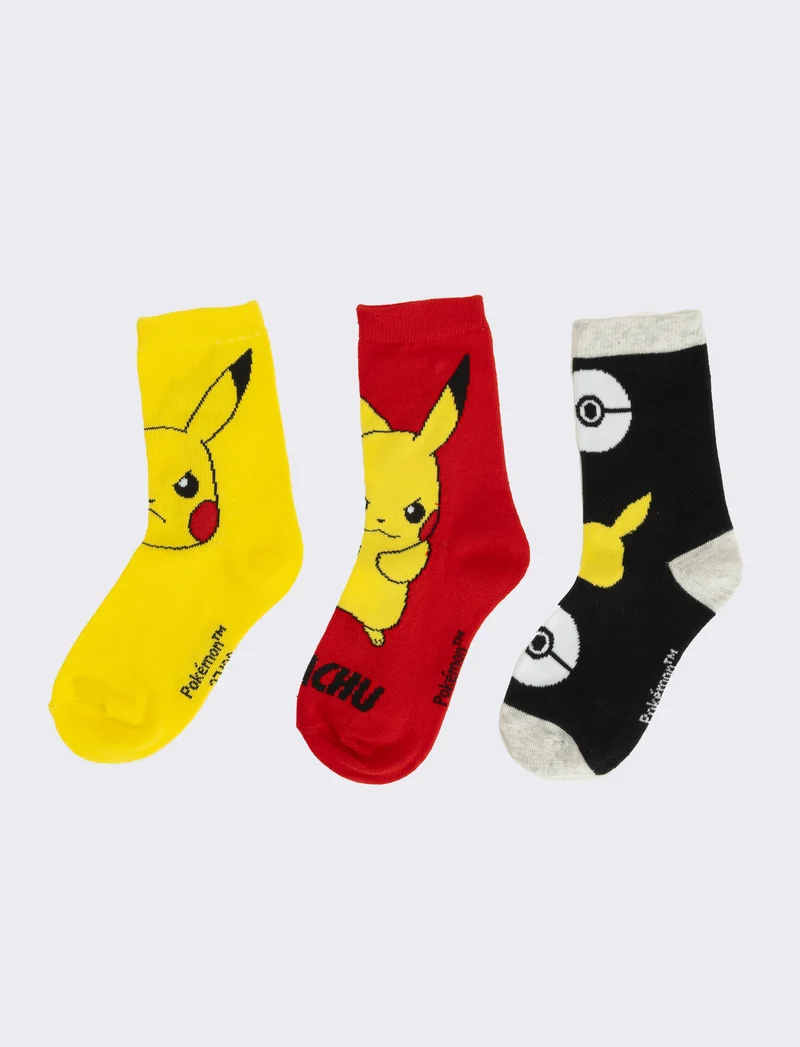 Tris calzini bambino sonic, pokemon, dragonball, spiderman - Giallo