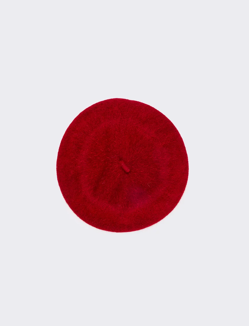 Cappello basco con fiocco bambina - Rosso