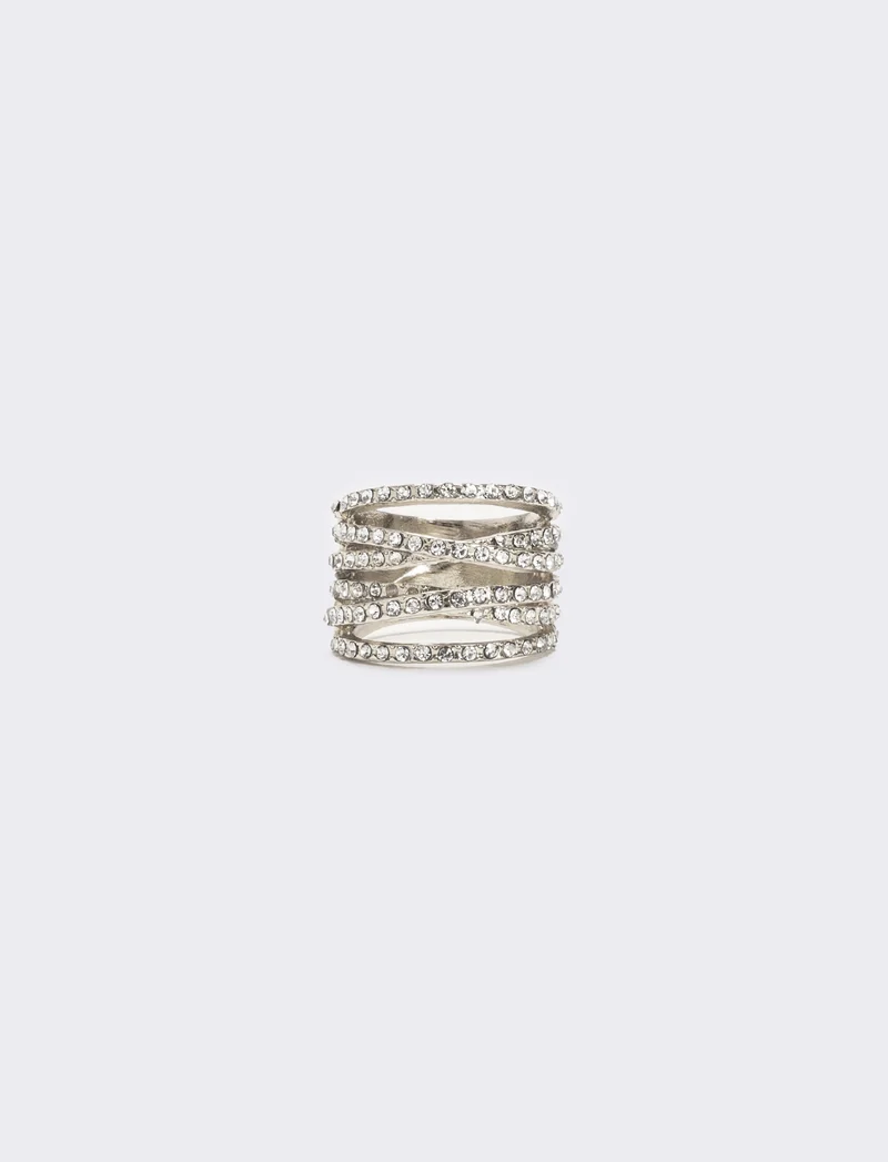 Anello fascia strass - Argento