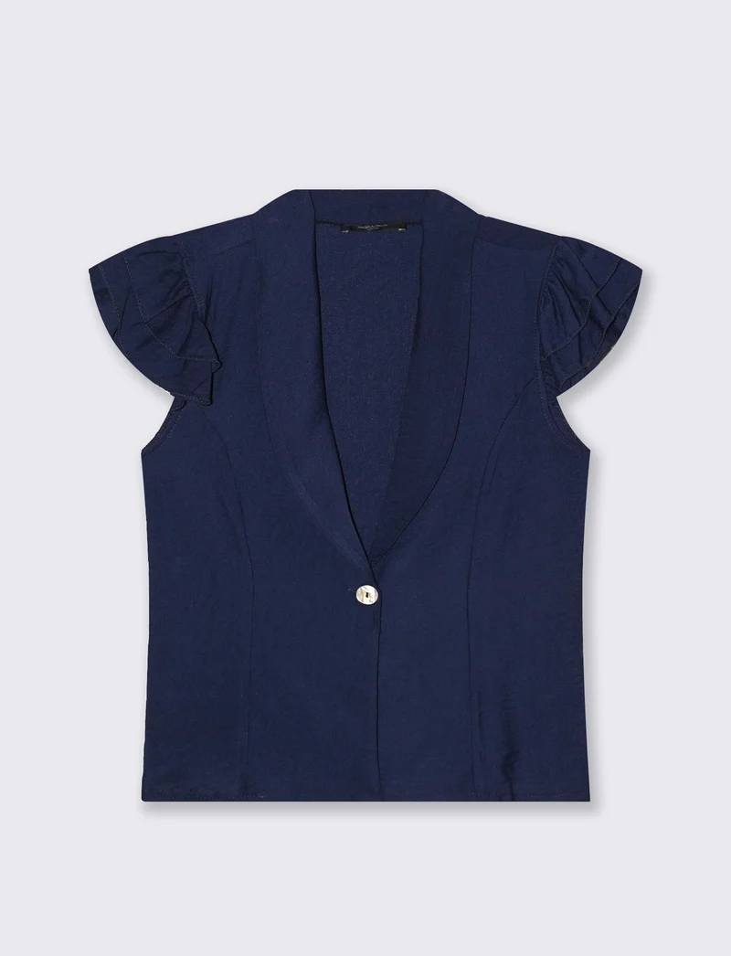 Giacca corta con maniche arricciate donna - Blu