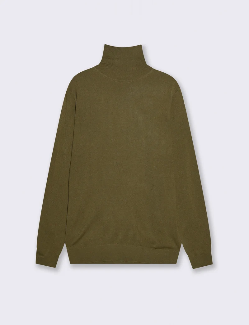MAGLIA COLLO ALTO BASIC - Verde oliva
