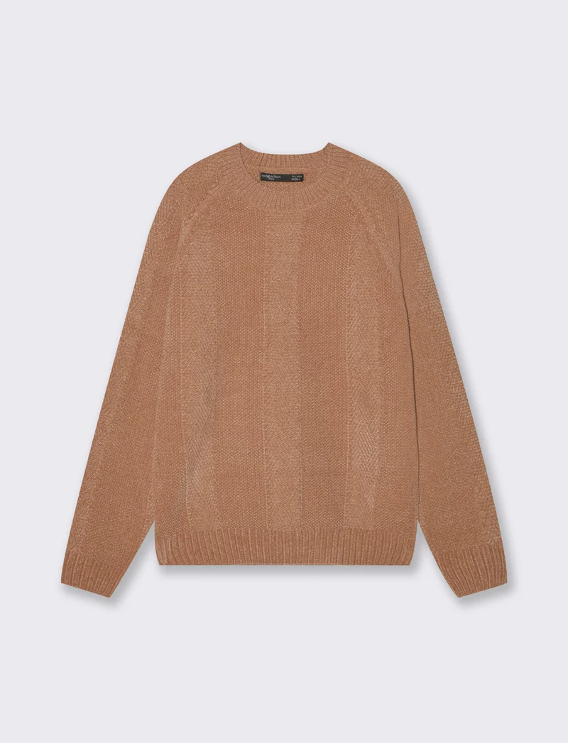 MAGLIA JACQUARD IN CINIGLIA - Cammello