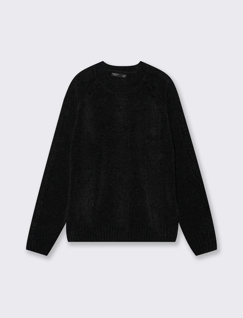 MAGLIA JACQUARD IN CINIGLIA - Nero