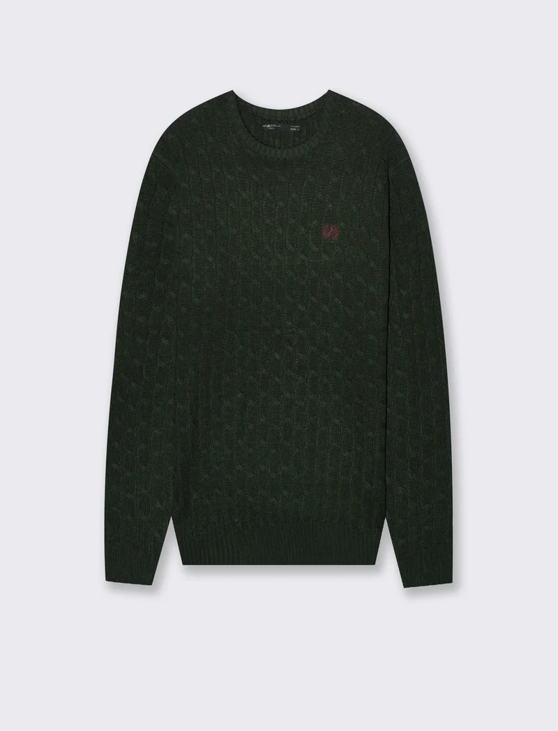 MAGLIA GIROCOLLO A TRECCE: - Verde scuro