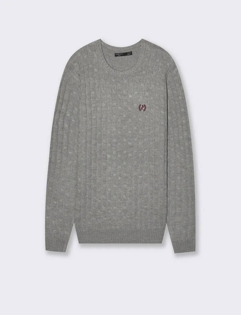 MAGLIA GIROCOLLO A TRECCE: - Grigio mel.