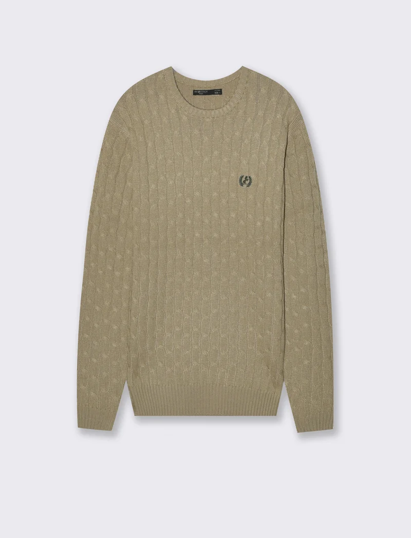 MAGLIA GIROCOLLO A TRECCE: - Beige