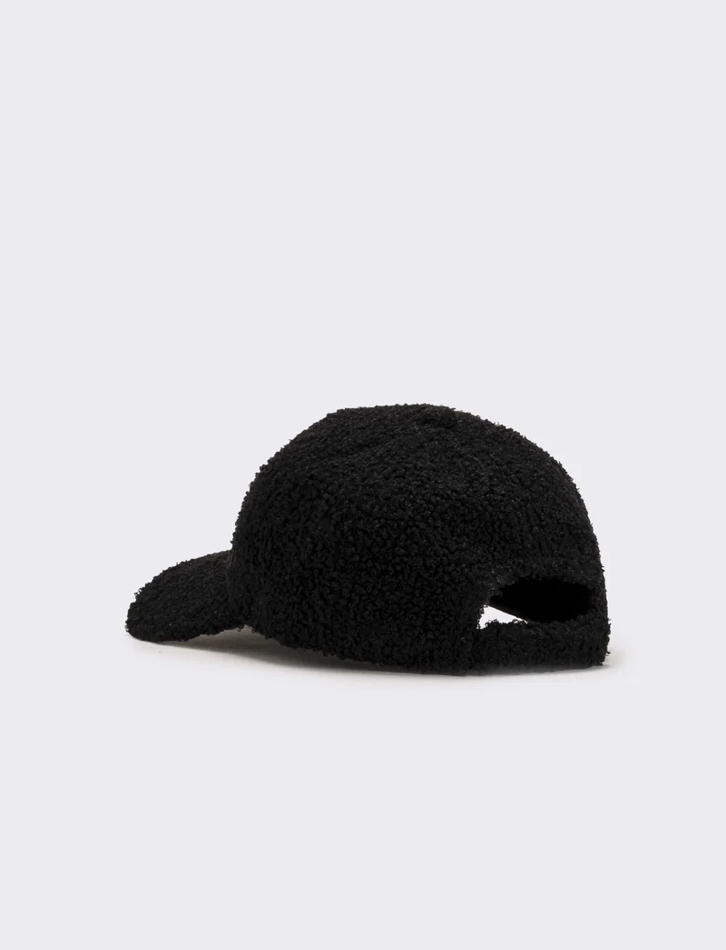 Cappello baseball pelliccia agnello - Nero
