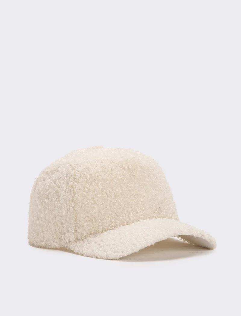 Cappello baseball bambina in pelliccia agnello - Bianco
