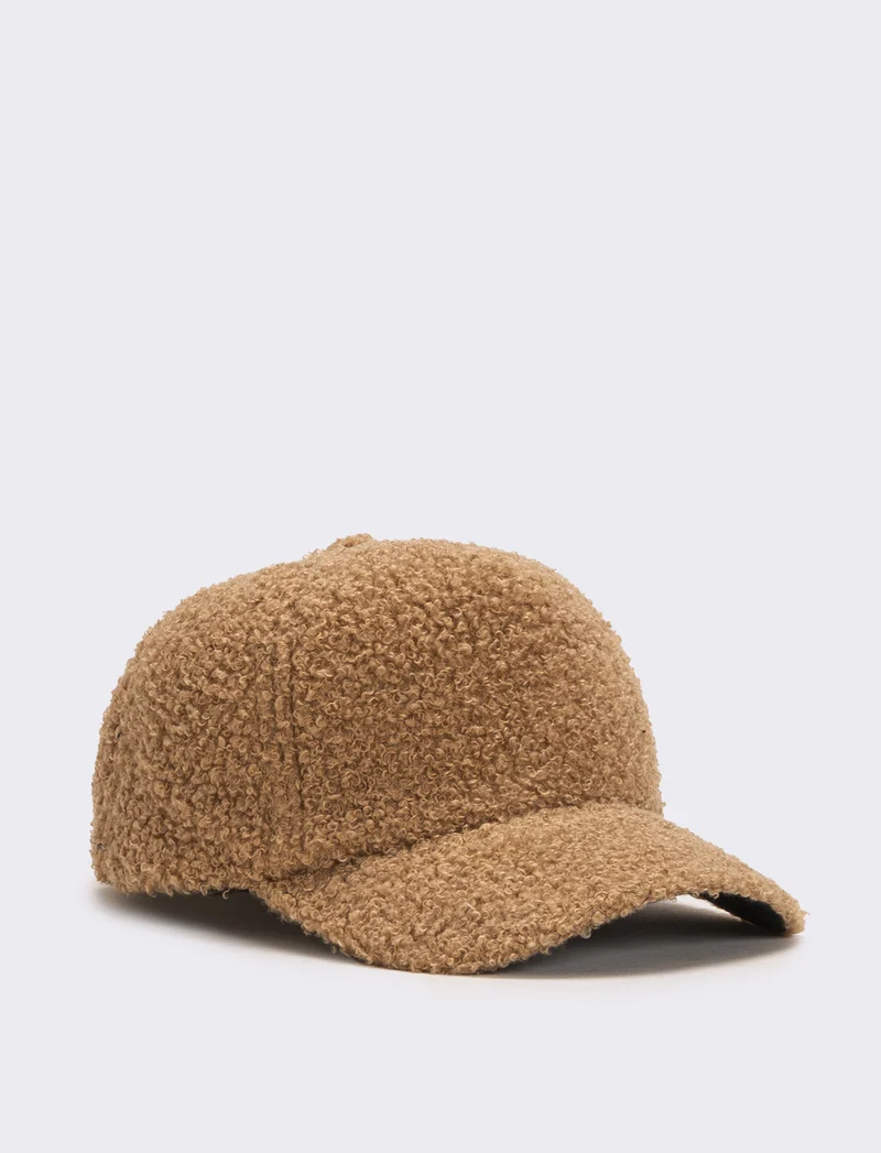 Cappello baseball bambina in pelliccia agnello - Beige