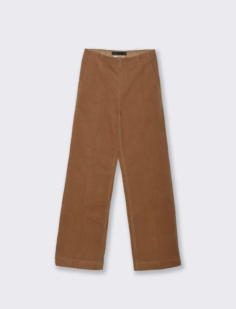 PANTALONE IN VELLUTO GAMBA LARGA - Cammello