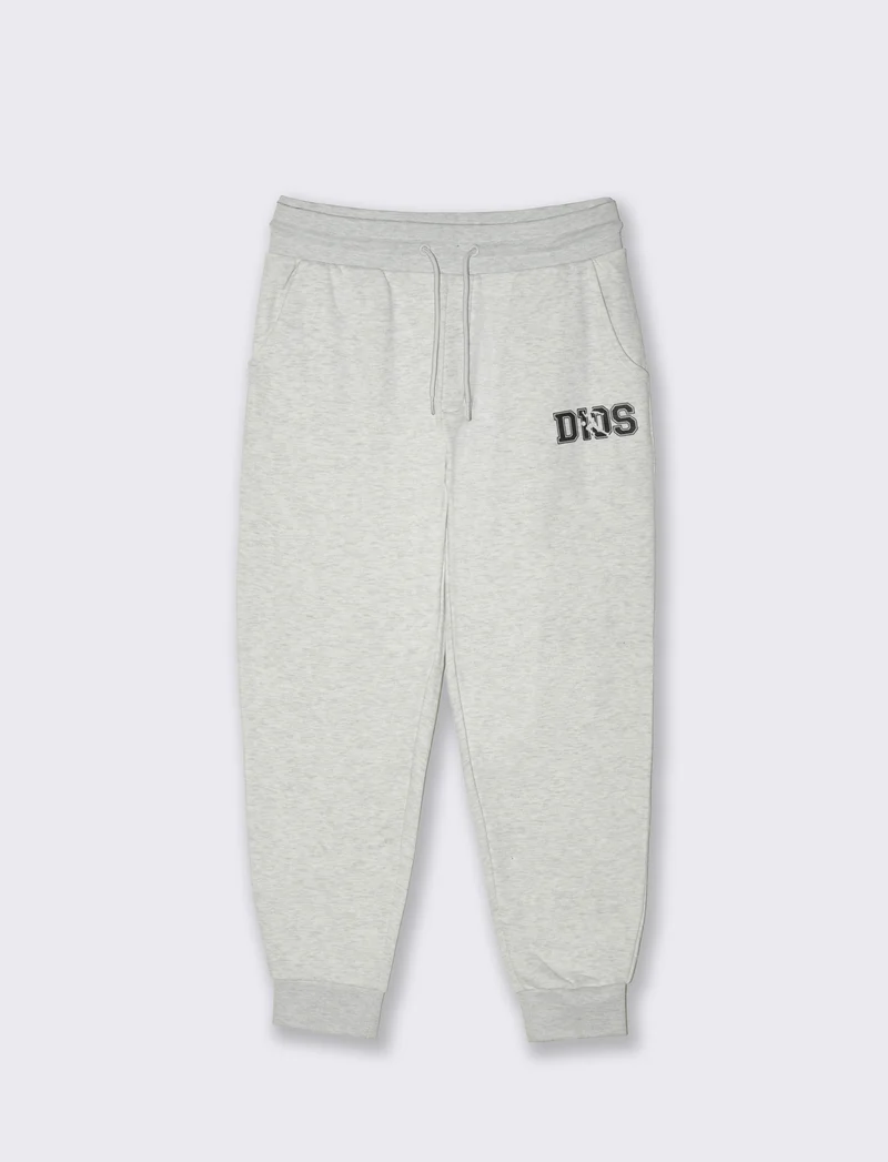 PANTALONI IN FELPA CON VITA JOGGER E STAMPE DIOS - Grigio mel.