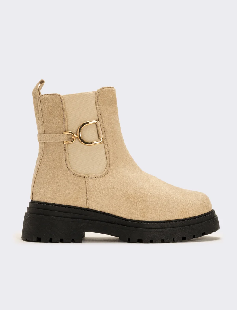 Tronchetto con decorazione metallica da donna - Beige