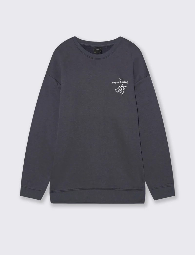 Felpa girocollo in misto cotone garzato relaxed fit. - Avion