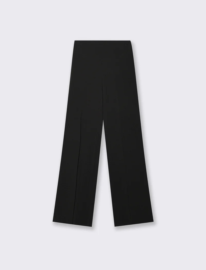 Pantalone palazzo con tessuto fluido - Nero