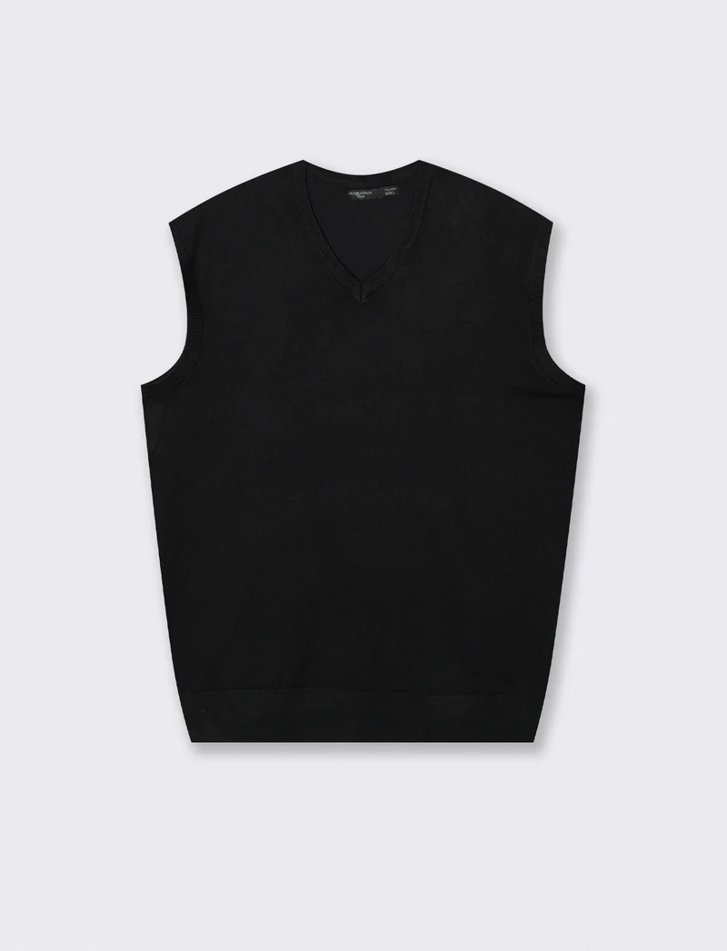 MAGLIA SENZA MANICHE SCOLLO A V - Nero