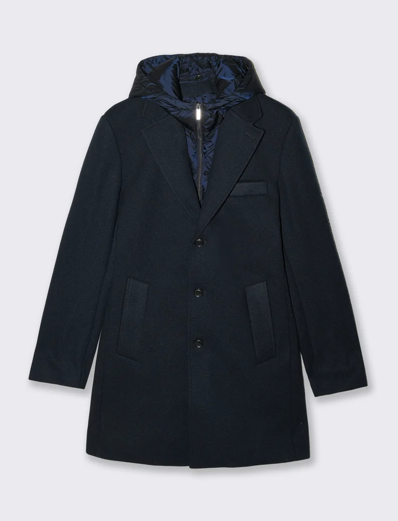 CAPPOTTO FINTO DOPPIO CAPO - Blu melange