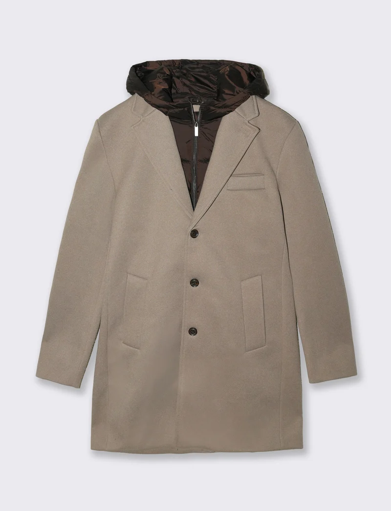 CAPPOTTO FINTO DOPPIO CAPO - Beige melange