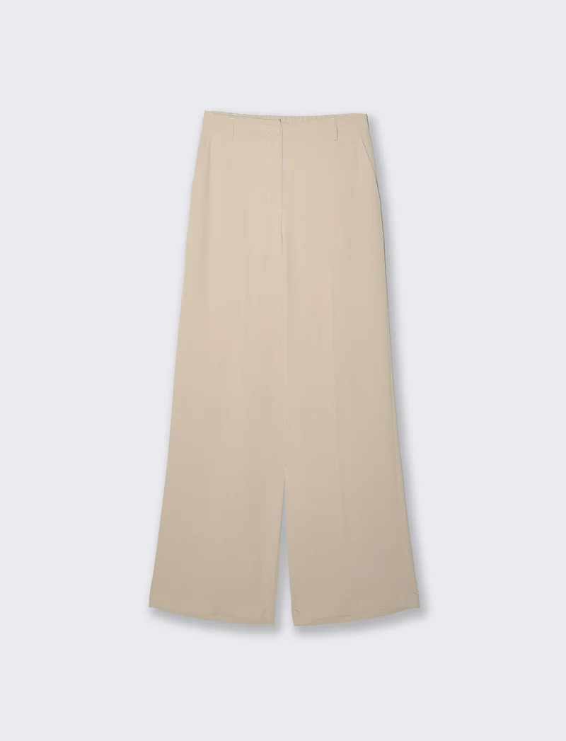 Pantalone palazzo in tessuto fluido - Beige