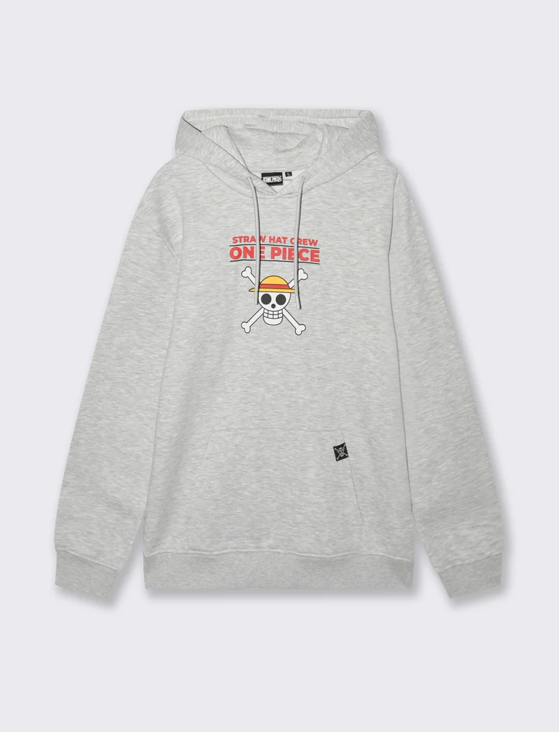FELPA STAMPA ONE PIECE - Grigio mel.