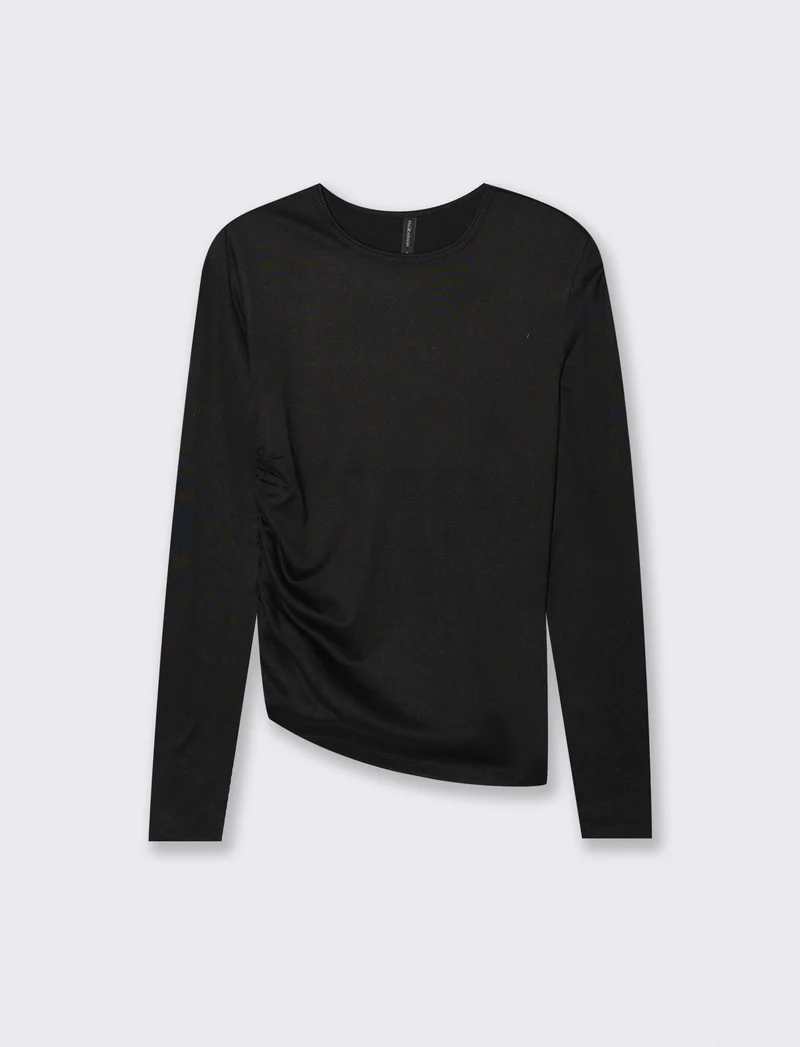 T-SHIRT CON ARRICCIO - Nero