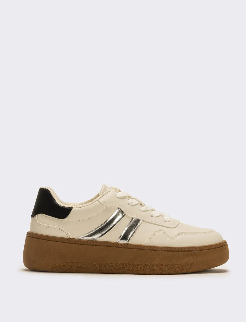 Sneakers con riporti a contrasto da donna - Bianco