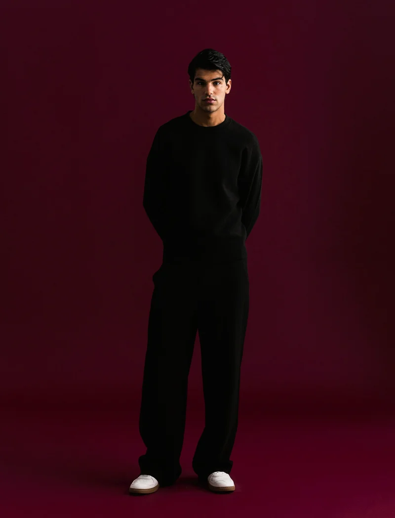 PANTALONI JOGGER IN TESSUTO GOFFRATO - Nero