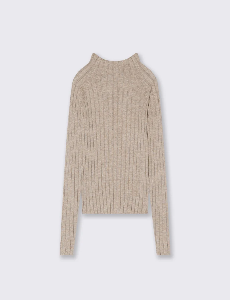 MAGLIA A COSTE - Beige melange