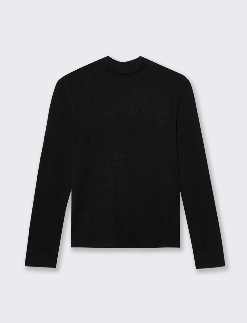 T-SHIRT BASICA MEZZO COLLO - Nero