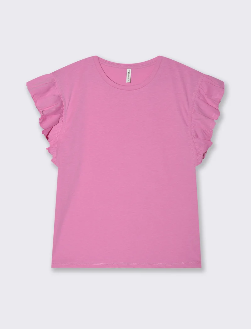 T-shirt con rouches da donna - Rosa