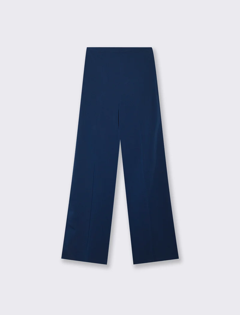 Pantalone palazzo con tessuto fluido - Blu