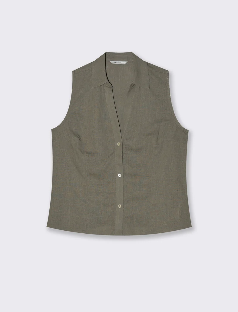 Camicia giromanica da donna - Verde salvia