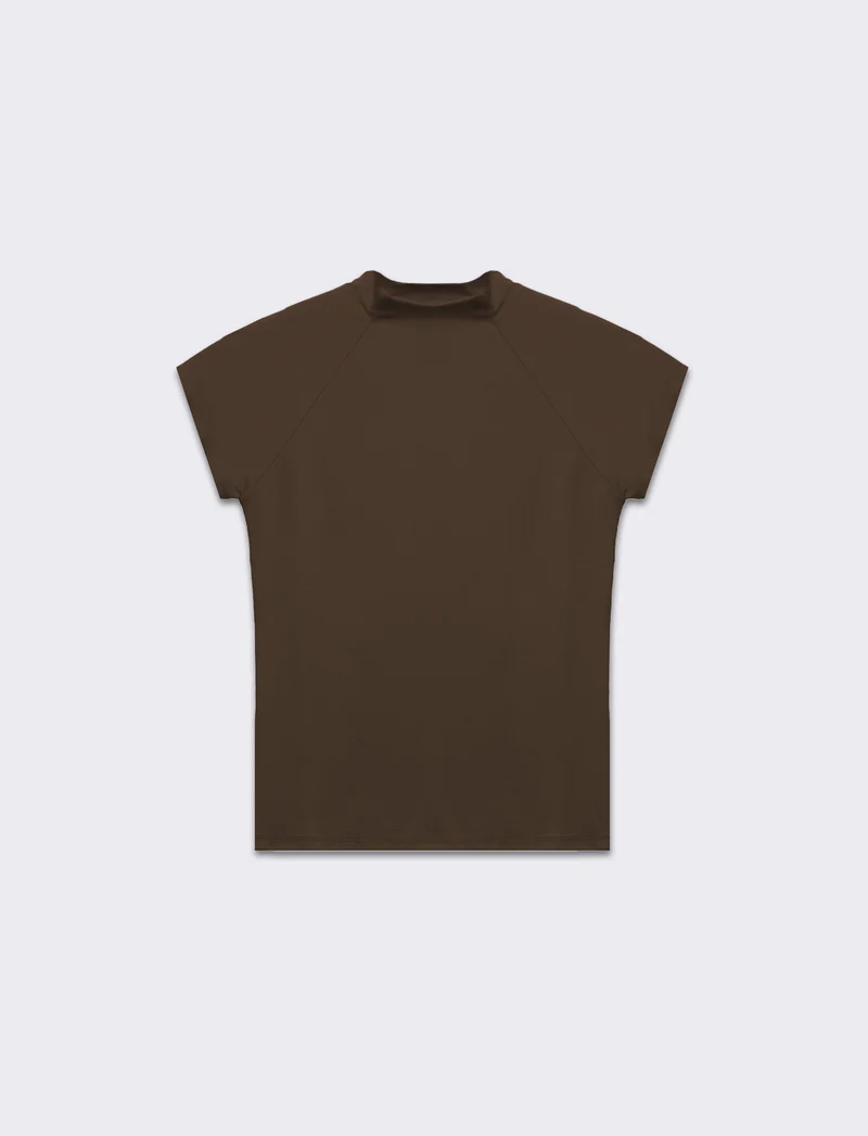 T-shirt mezzo collo da donna - Marrone tabacco
