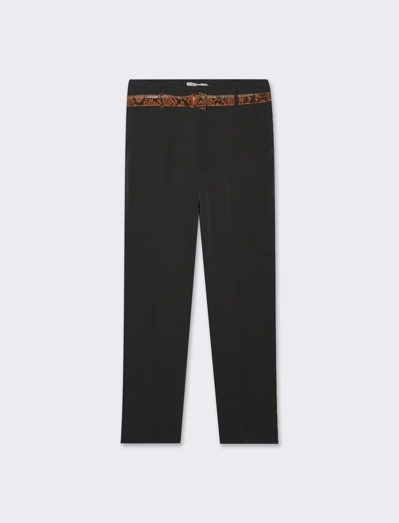 Pantalone skinny con cintura da donna - Nero
