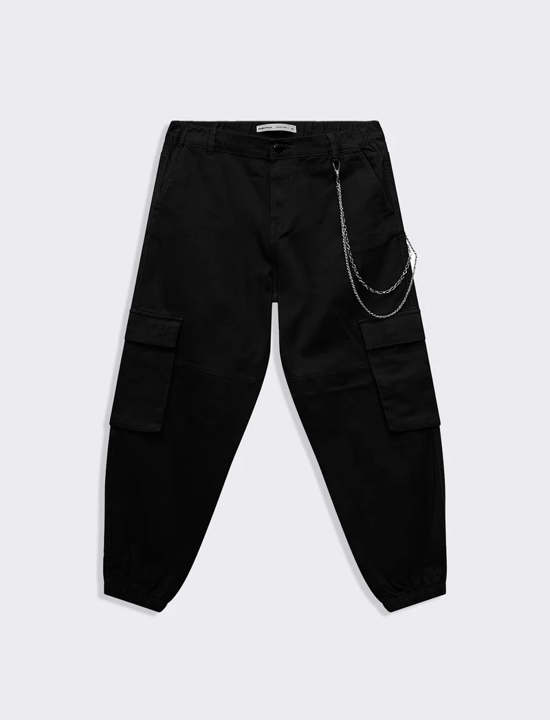 Pantalone con dettaglio catena da donna - Nero