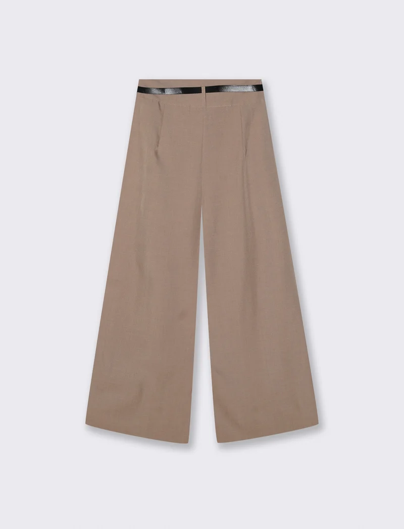 PANTALONE CON CINTURA - Grigio fango