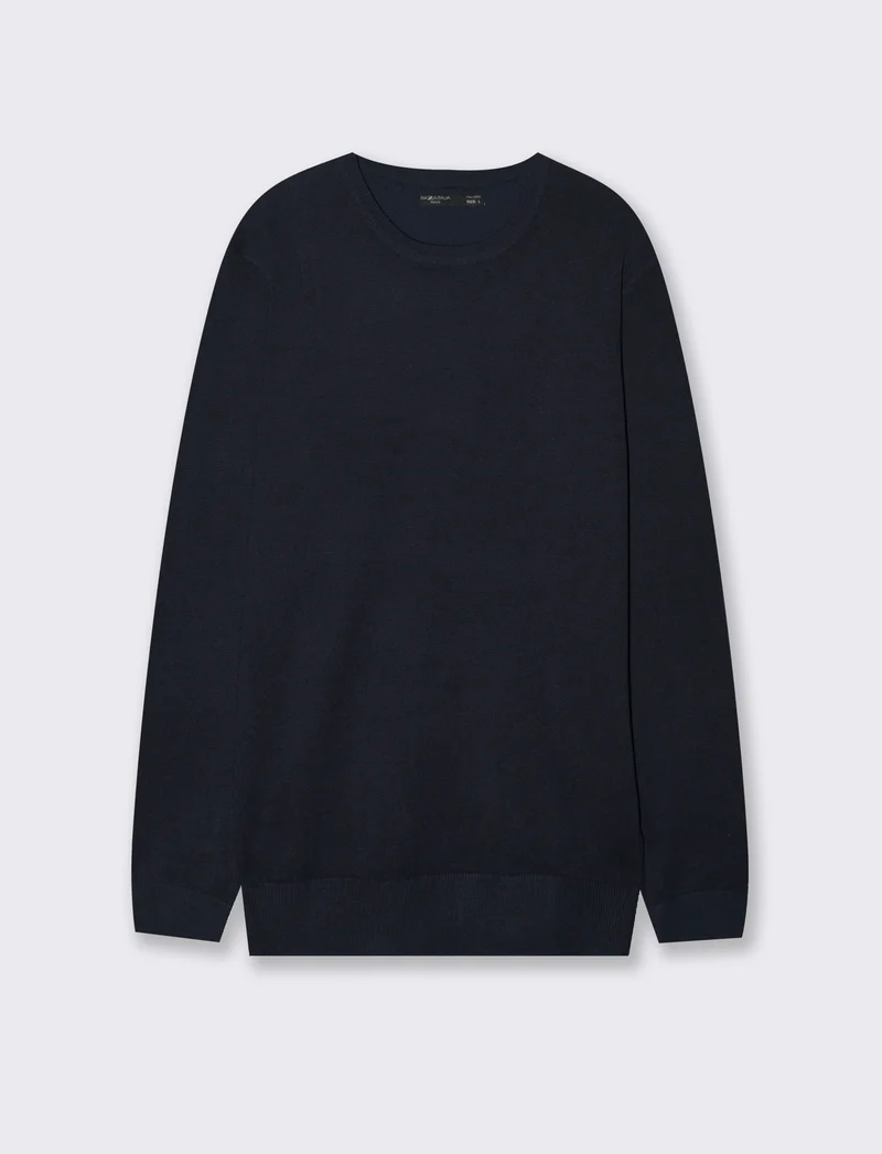 MAGLIA BASIC IN FILATO COMFORT - Blu