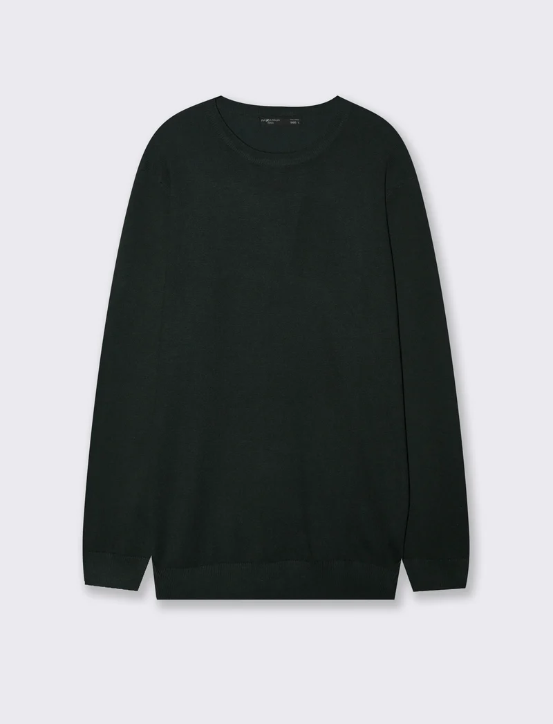 MAGLIA BASIC IN FILATO COMFORT - Verde scuro