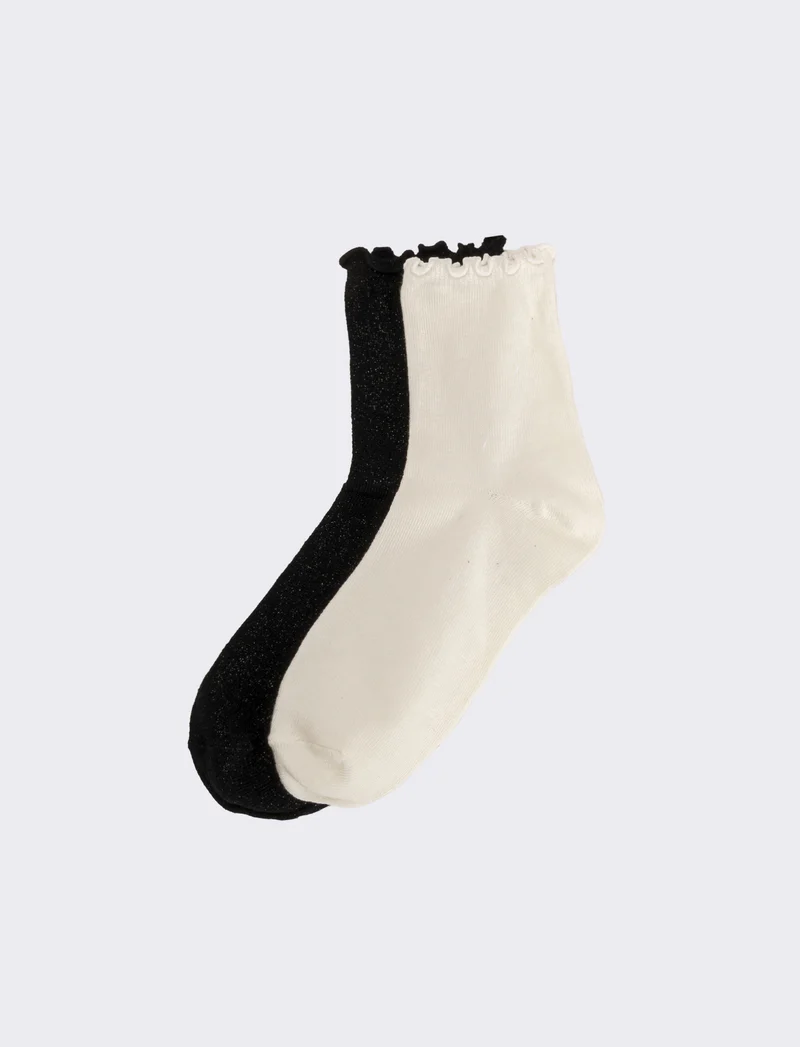 Calzini donna freel 2 paia - Bianco-nero