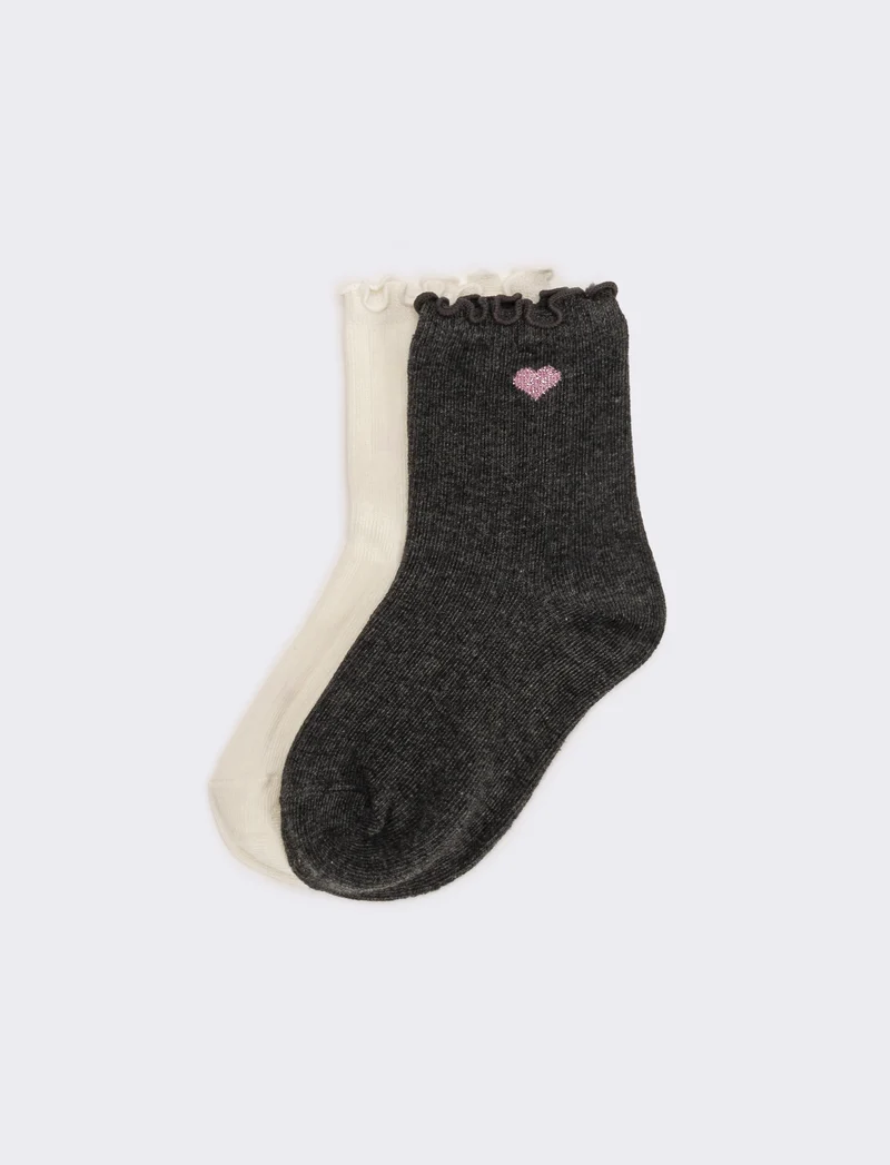 Clazini bambina 2 paia freel - Bianco-grigio
