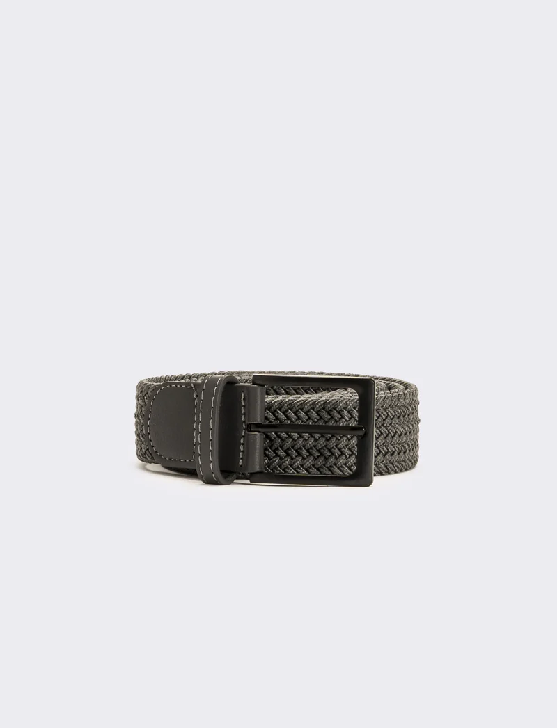 Cintura uomo fusto elastico a intreccio - Grigio