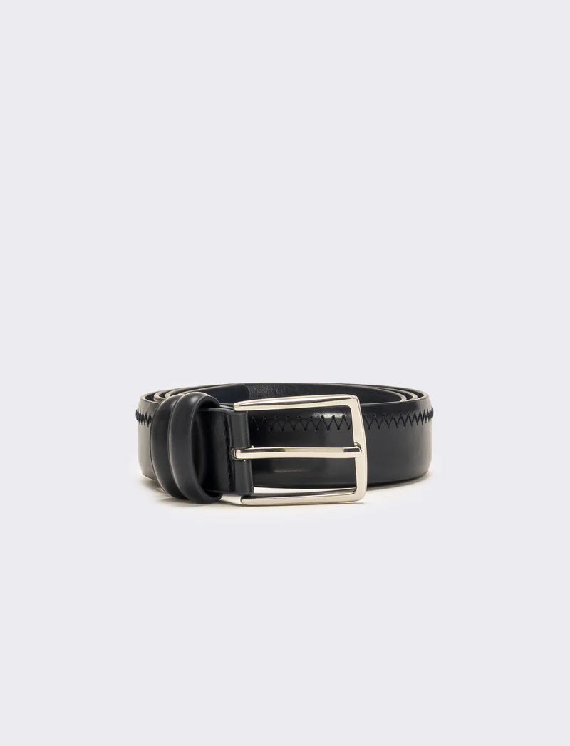 Cintura uomo zig zag con 2 passanti h 3,5 cm - Blu