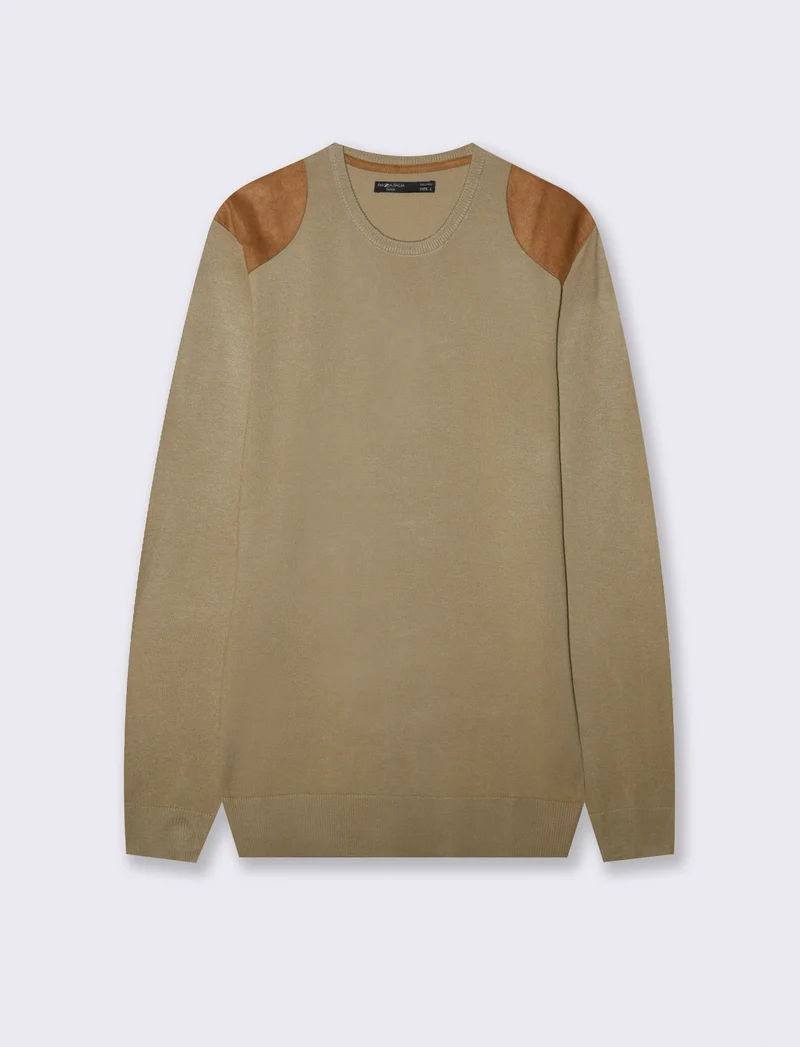 MAGLIA CON TOPPE EFFETTO SUEDE - Beige