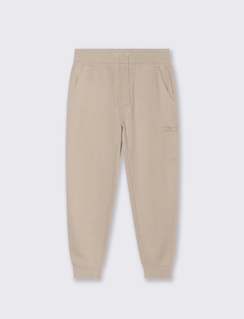 PANTALONI JOGGER IN FELPA CON TASCA LATERALE - Beige