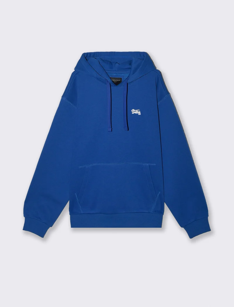 FELPA CON CAPPUCCIO E RICAMO - Bluette